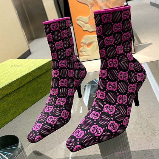 Bota GG Ankle boot Interlocking GG Rosa Salto
