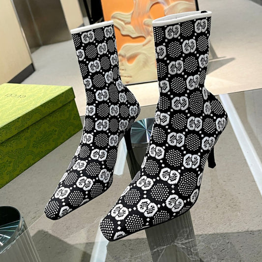 Bota GG Ankle boot Interlocking GG Branco Salto