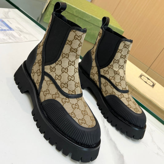 Bota GG Ankle boot de canvas GG Bege