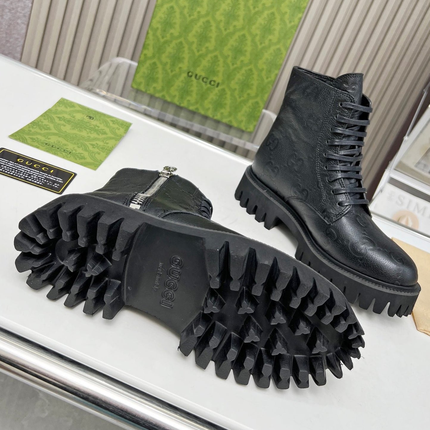 Bota GG Ankle boot GG de couro Preto