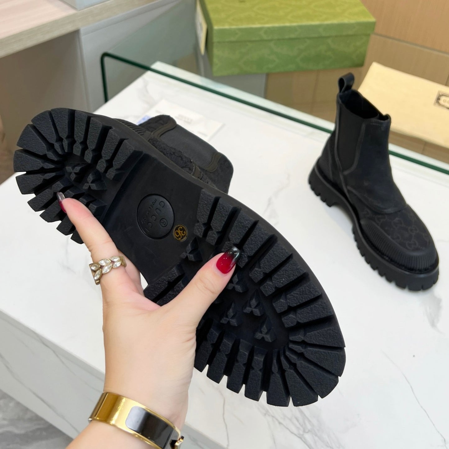 Bota GG Ankle boot de canvas GG Preto