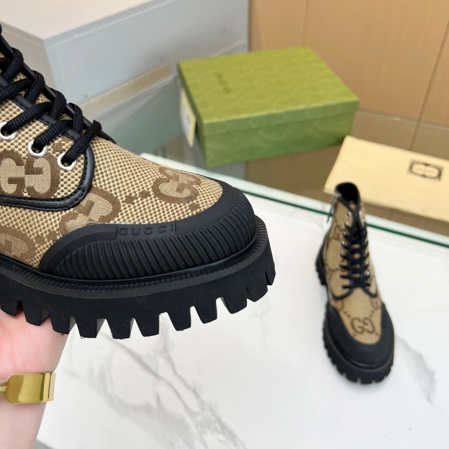 Bota GG canvas GG Maxi Bege