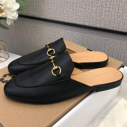 Mule GG Princetown de couro Preto
