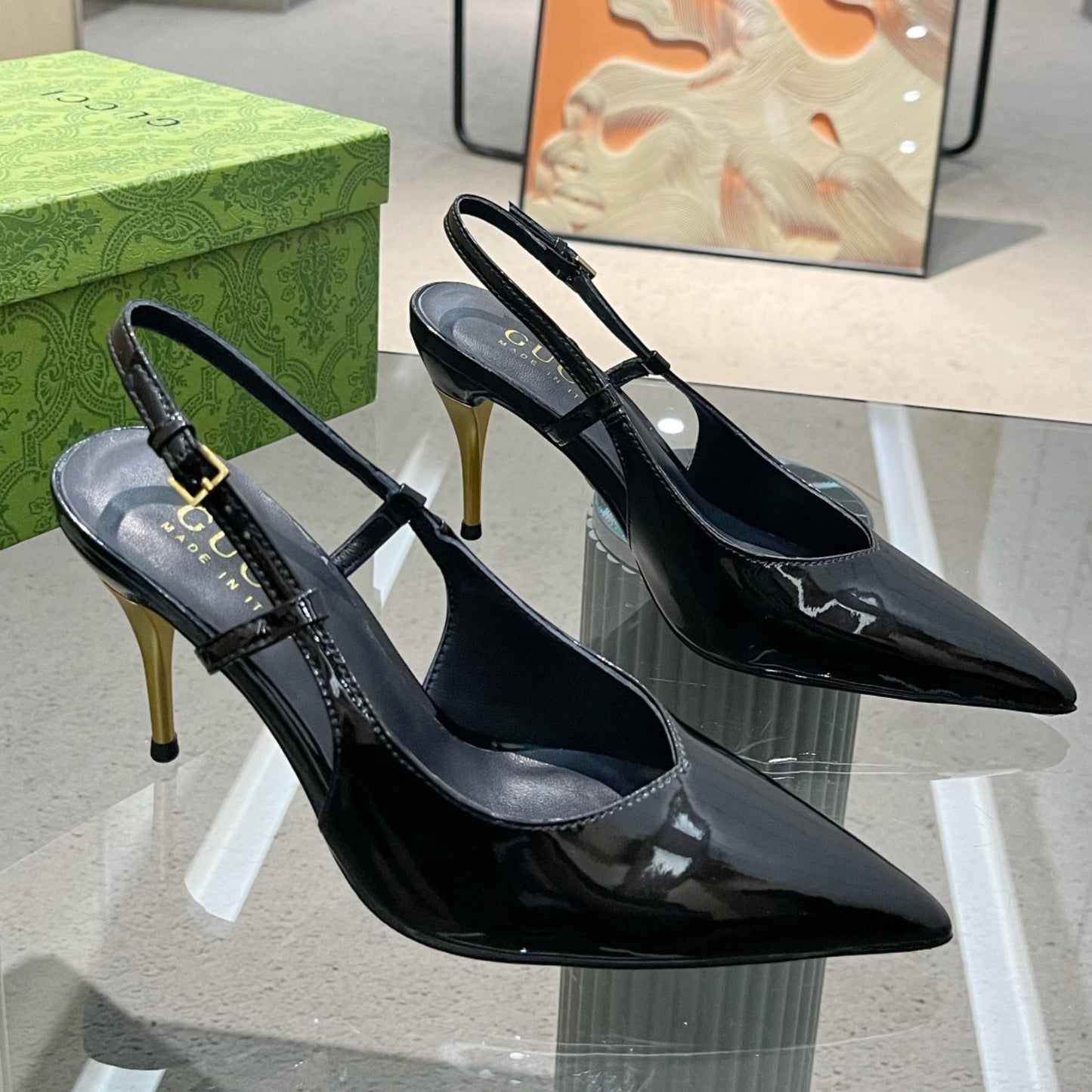 Scarpin GG Preto Salto 8,5cm