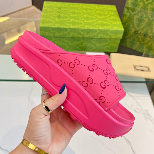 Chinelo Slide GG Pink Canvas Detalhes
