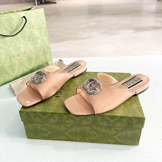Sandália GG flat com Double GG Bege