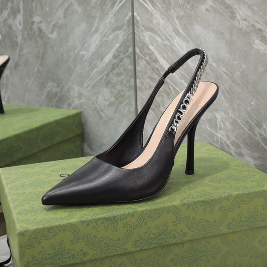 Sandália GG Scarpin Signoria Preto com salto 105mm