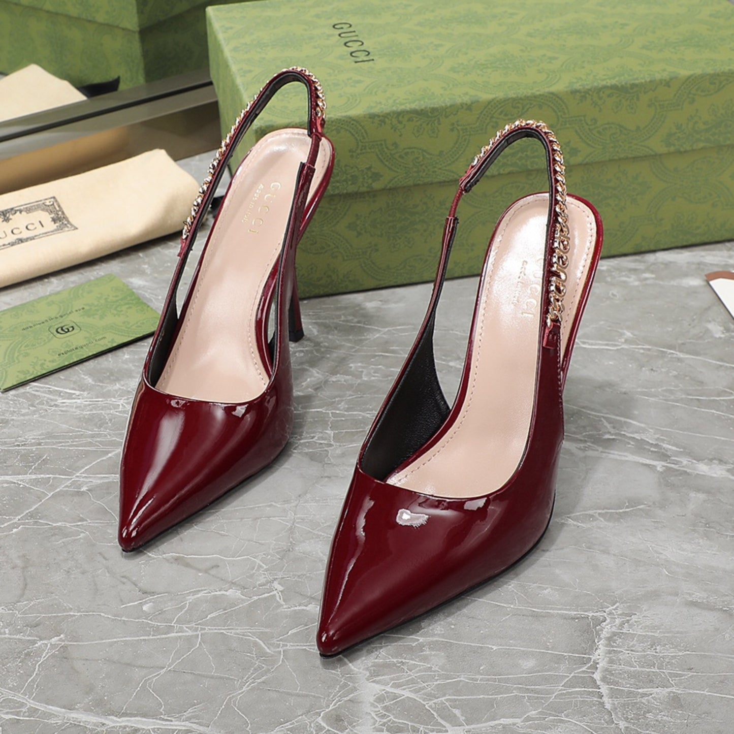 Sandália GG Scarpin Signoria Vermelho com salto 105mm
