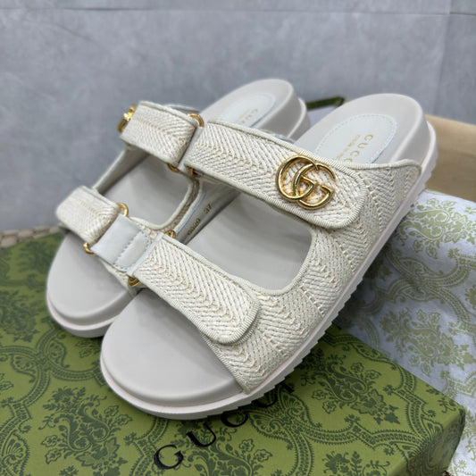 Sandália GG Slider com Double Branco