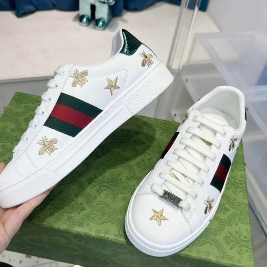 Tenis GG Ace Branco Web Verde com Detalhes